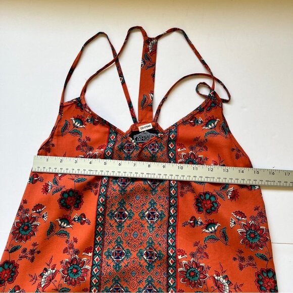 Angie Mini  Dress Double Strap Racerback Orange Boho Moroccan Southwestern Sz S - Picture 6 of 11